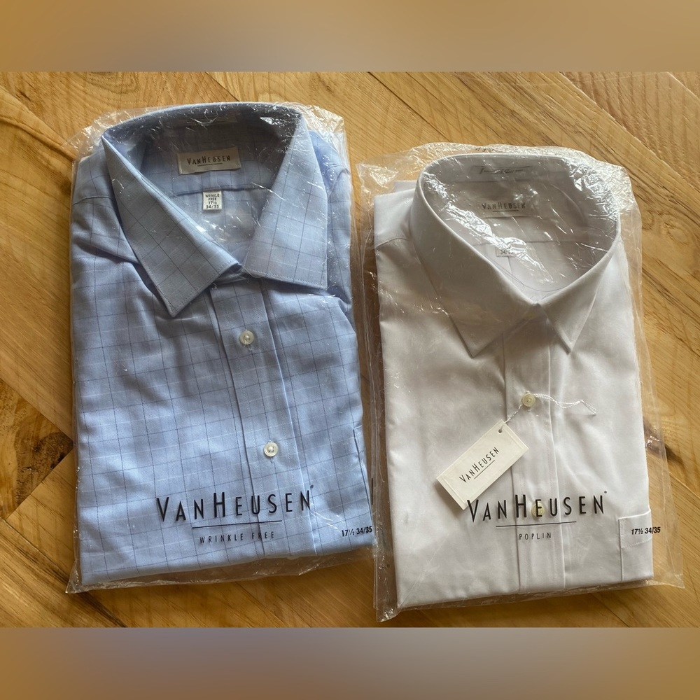 Two Van Heusen men dress shirts size 17-1/2, 34/35 NWT!